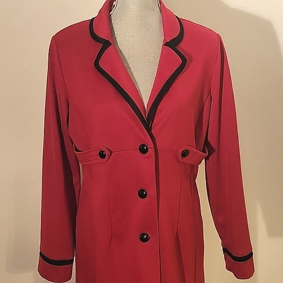 Julian Taylor Women's Button Down Red With Black Trim Dress, Size 8 - Picture 8 of 8